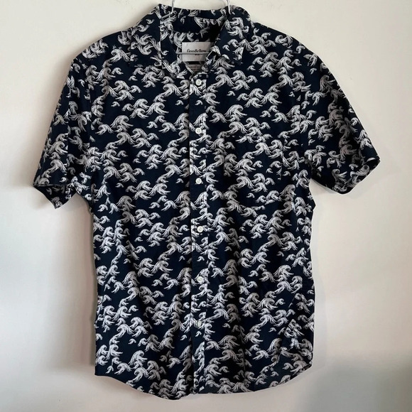 Goodfellow & Co blue wave short sleeve button down standard fit shirt small - Picture 1 of 7